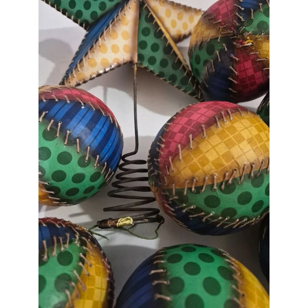 Colorful Vintage Hand Made Christmas Ornaments From Philippines Set Of 14